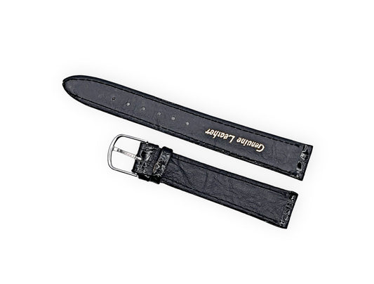 Black leather watchstrap 16mm