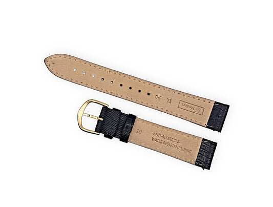 Cinturino in pelle nera Hoders XL 20mm