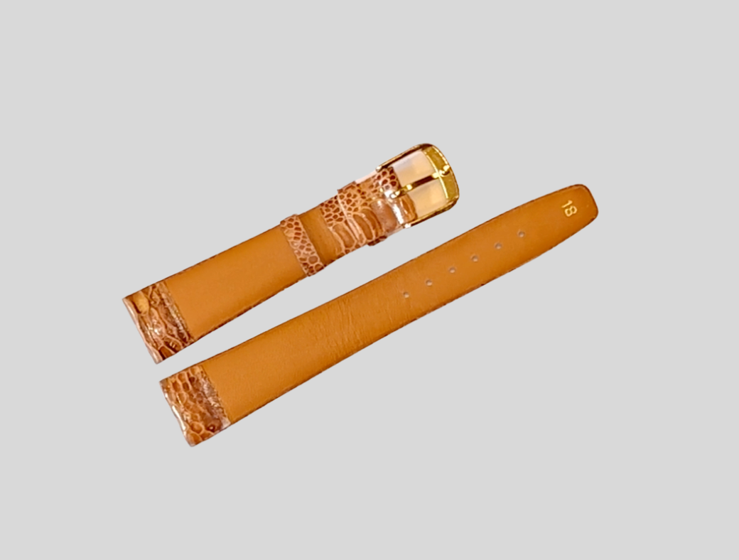 Brown croco pattern leather strap 18mm
