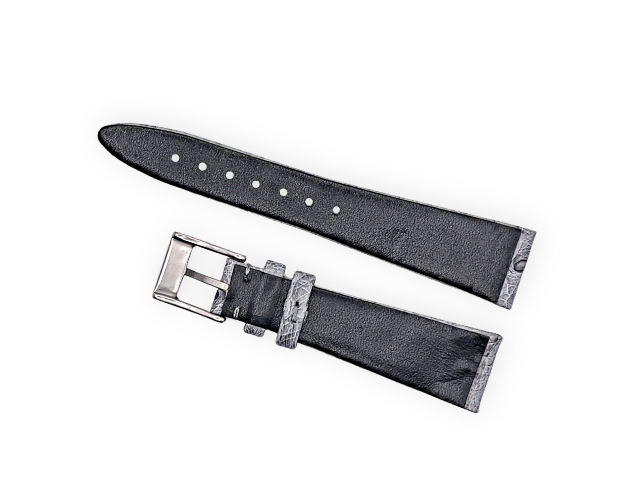 Vintage style watch Strap - Grey Ostrich grain