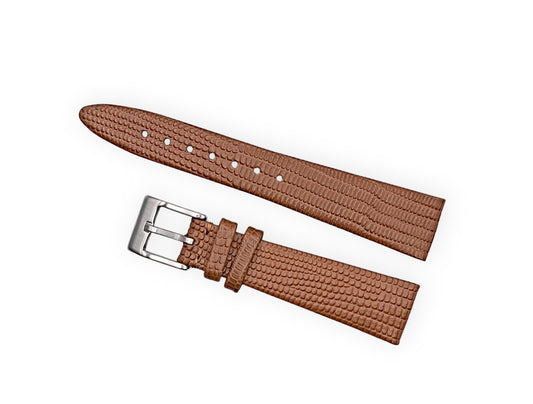 Uhrenarmband im Vintage-Stil – Hellbraune Eidechsenleder-Optik