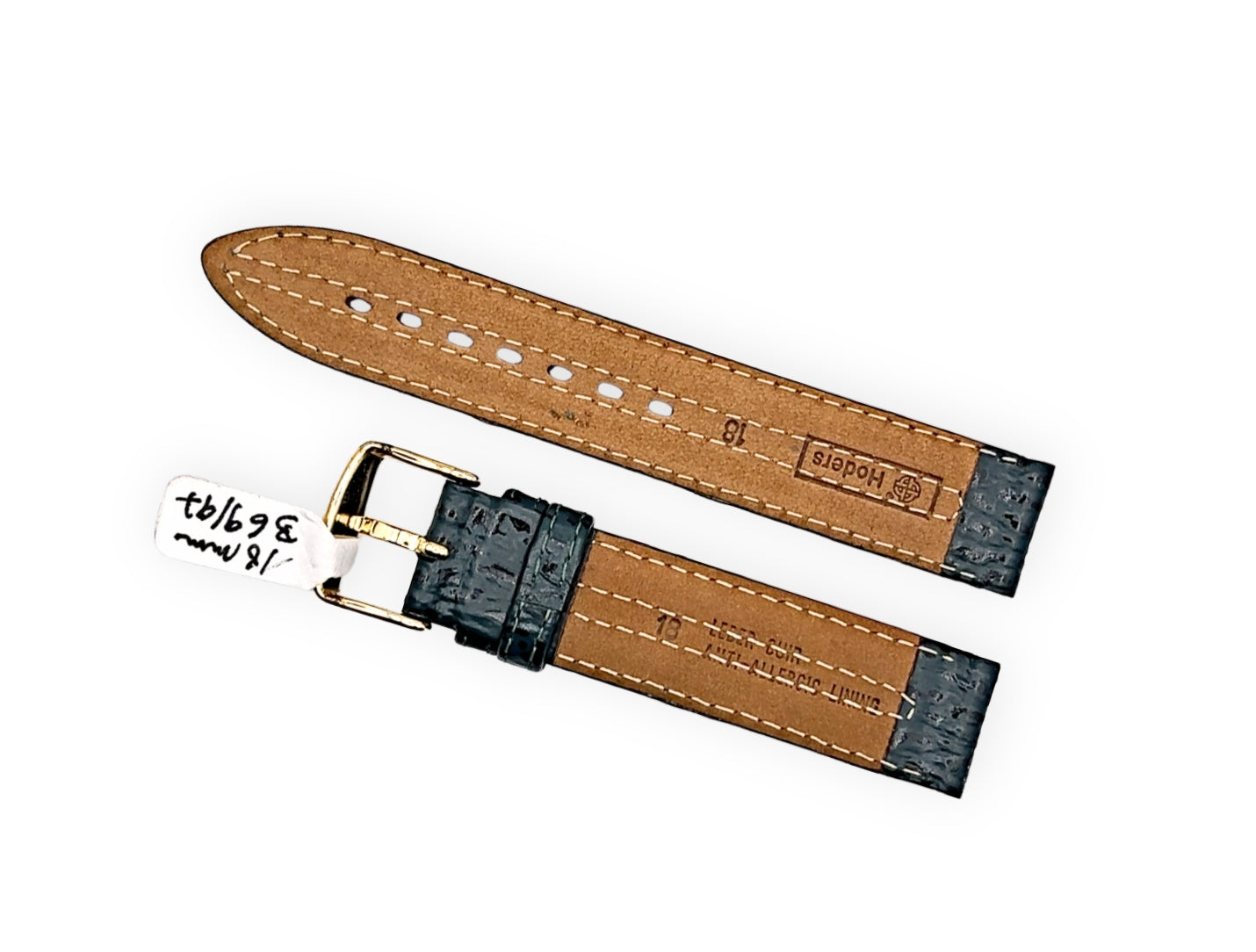 Hoders green leather watchstrap 18mm