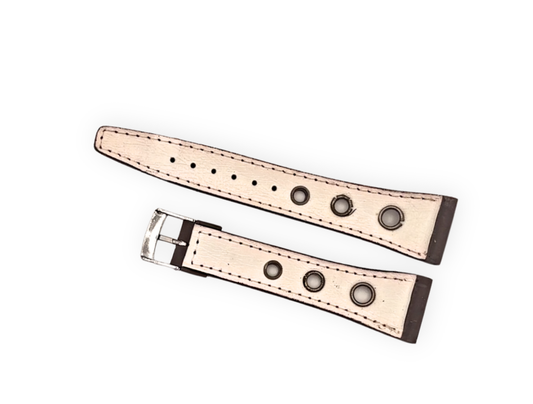 Vintage Racing strap brown suede with round holes and metal eyelets - 21mm
