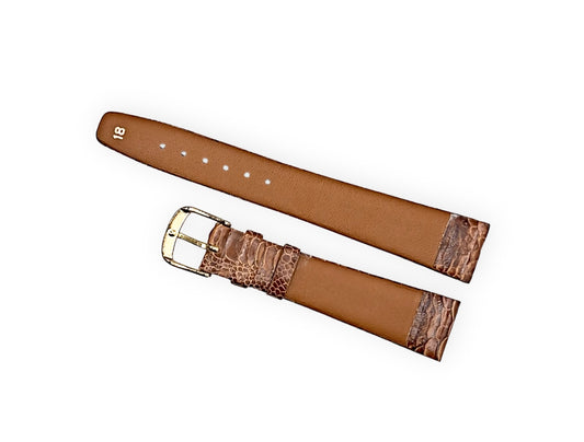 Bruine leren band met krokodillenpatroon 18mm