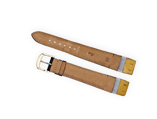 BOX black leather padded open-end strap 18mm