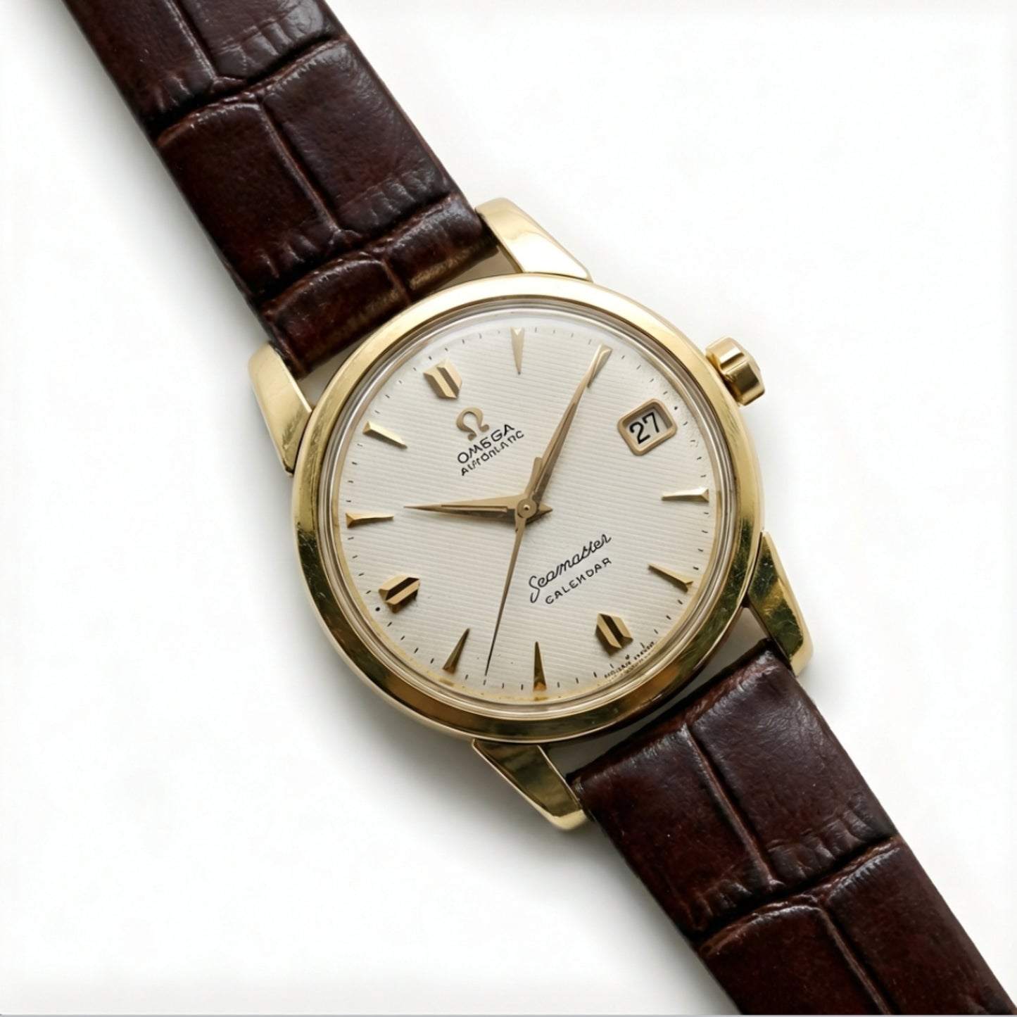 Vintage style watch Strap - Dark Brown Alligator grain