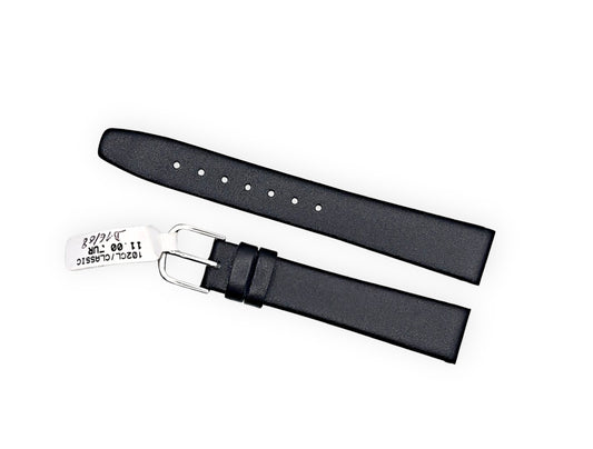 Thin black leather strap 16mm
