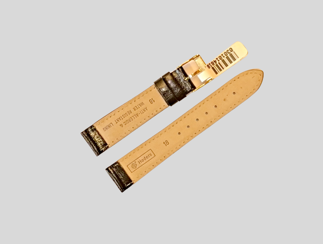 Hoders zwarte glanzende leren band 18mm