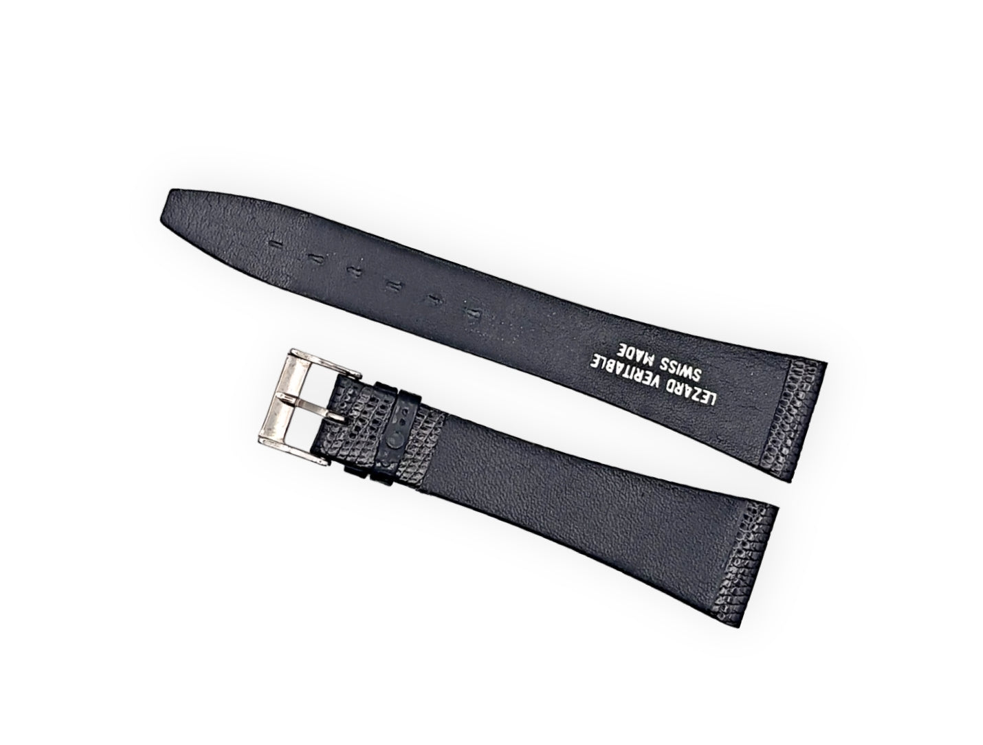 Black lizard leather strap 19mm