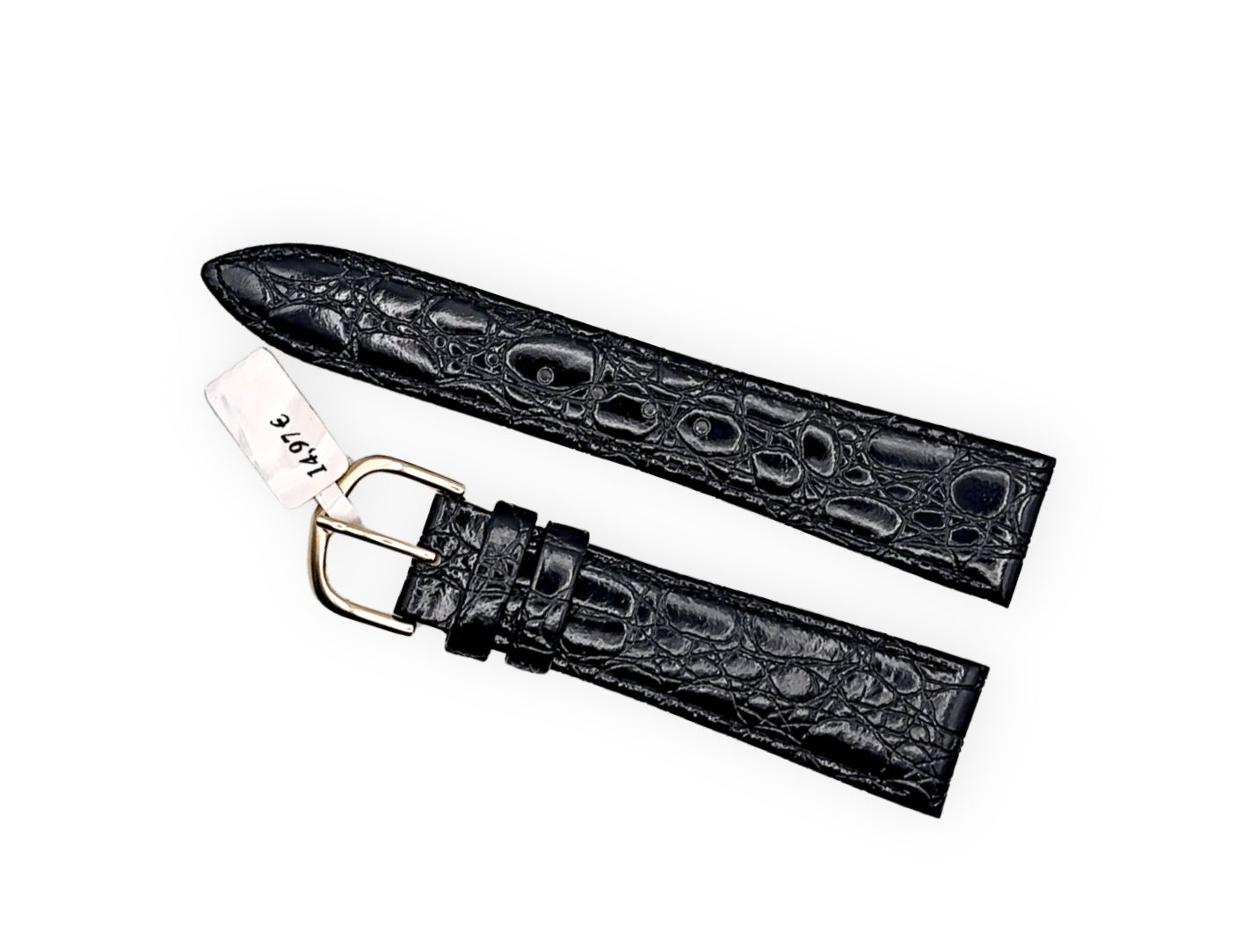 Hoders shiny black leather strap 20mm