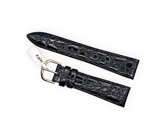 Hoders shiny black leather strap 20mm