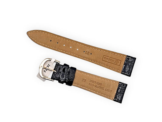 Hoders shiny black leather strap 20mm