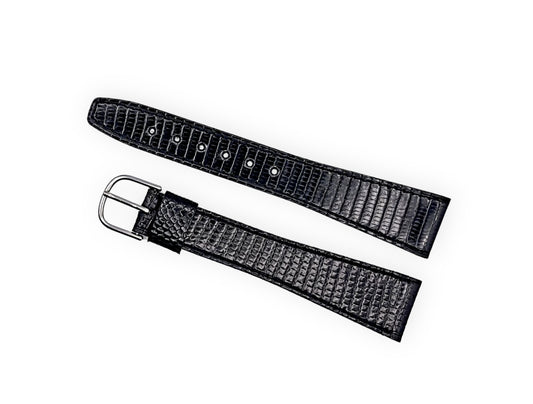 Shiny black leather strap 20mm