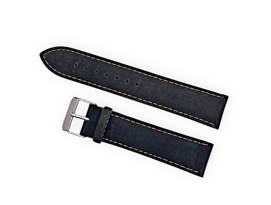 Matt black leather strap 20mm