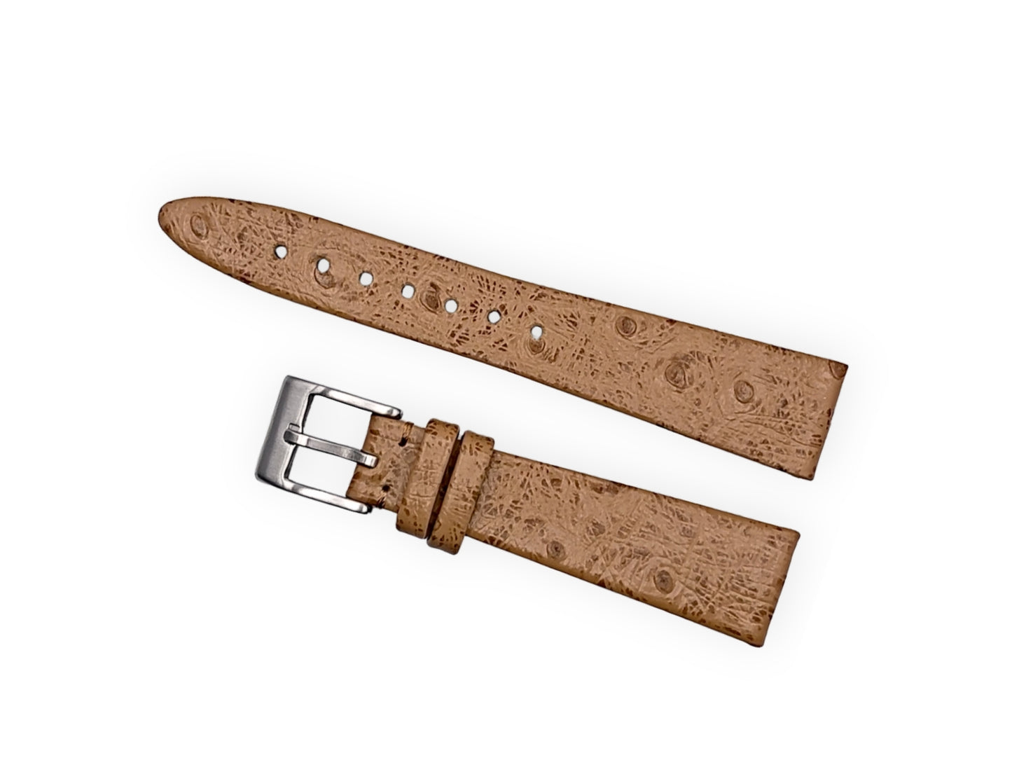 Vintage style watch Strap - Natural Brown Ostrich grain
