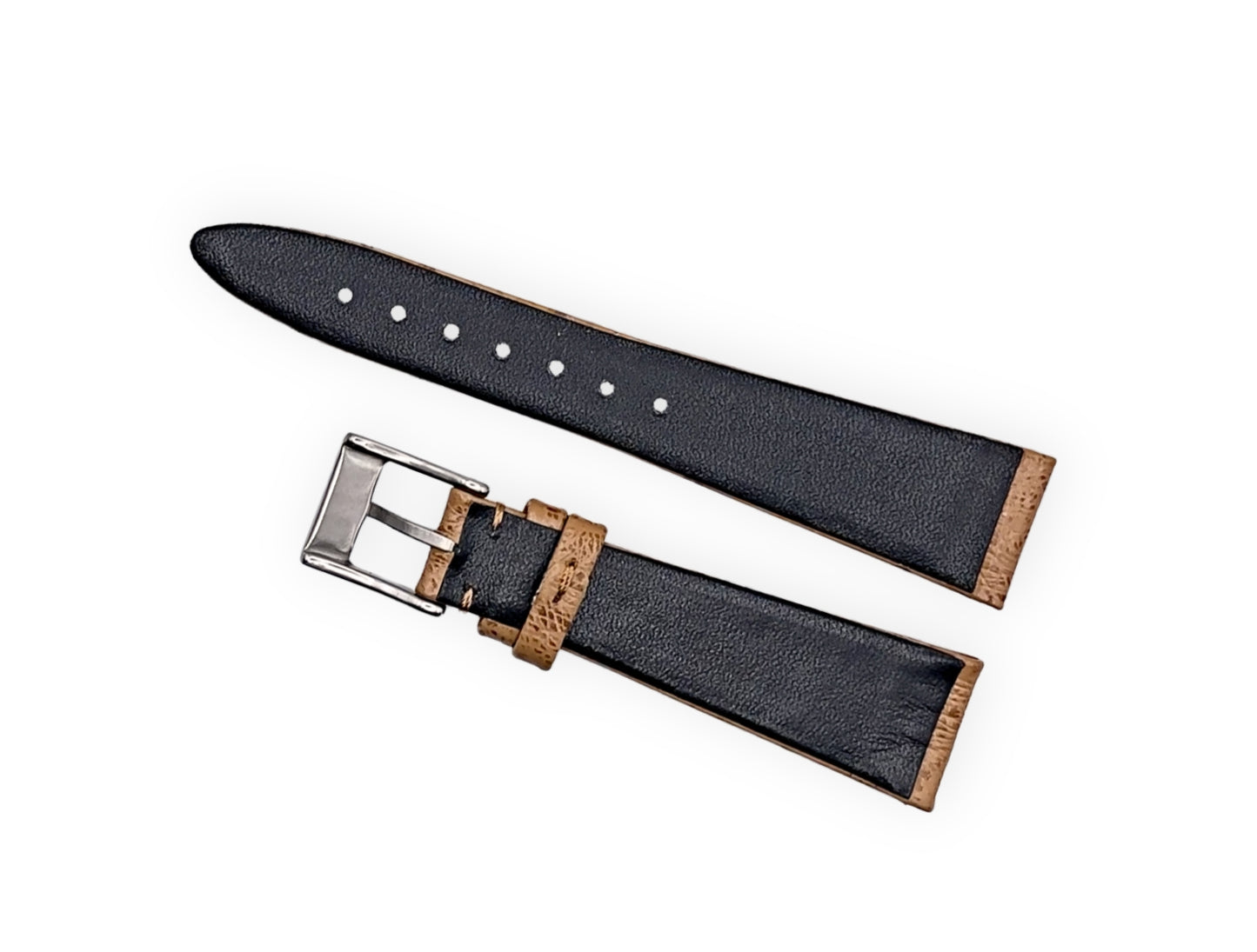 Vintage style watch Strap - Natural Brown Ostrich grain