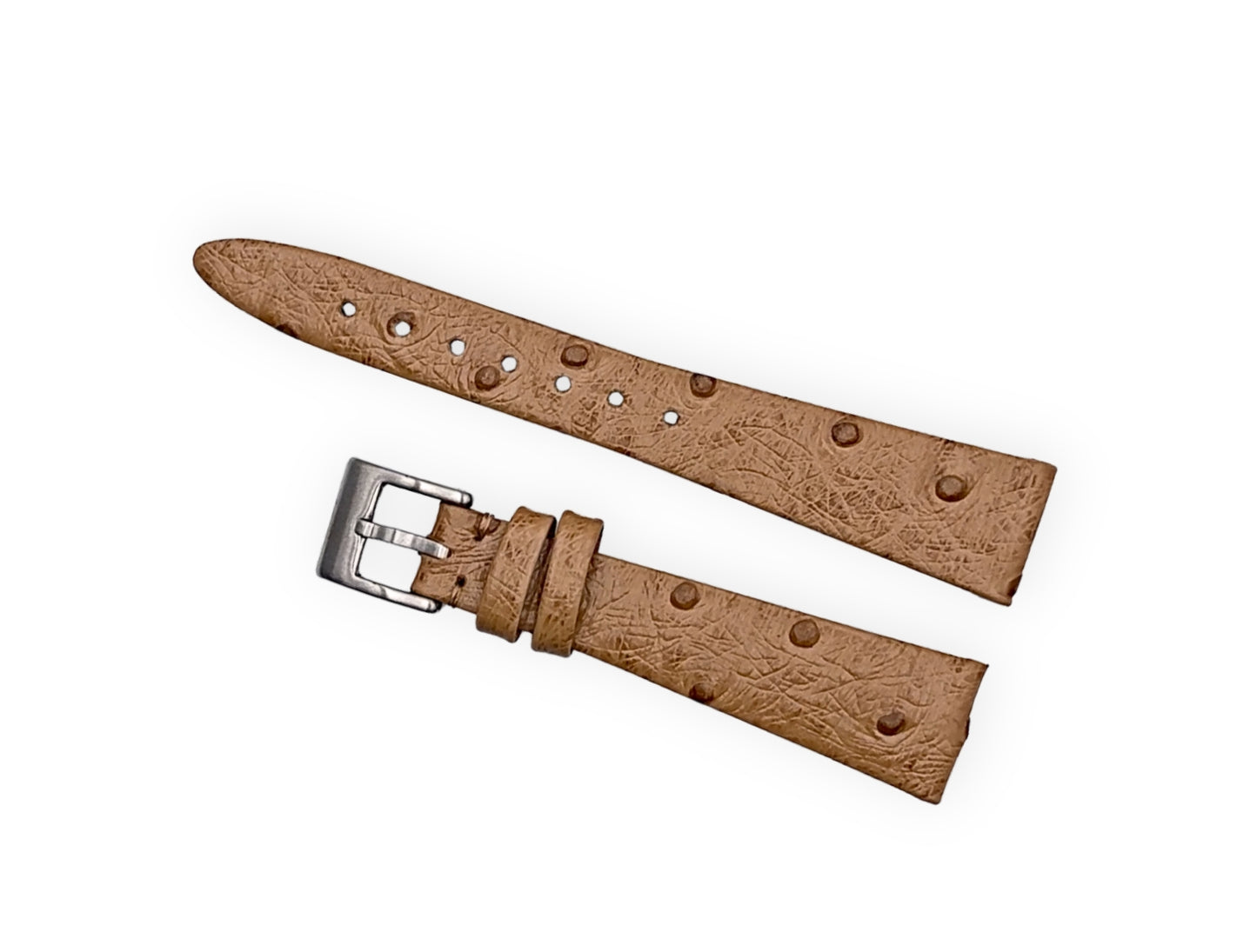 Vintage style watch Strap - Natural Brown Ostrich grain