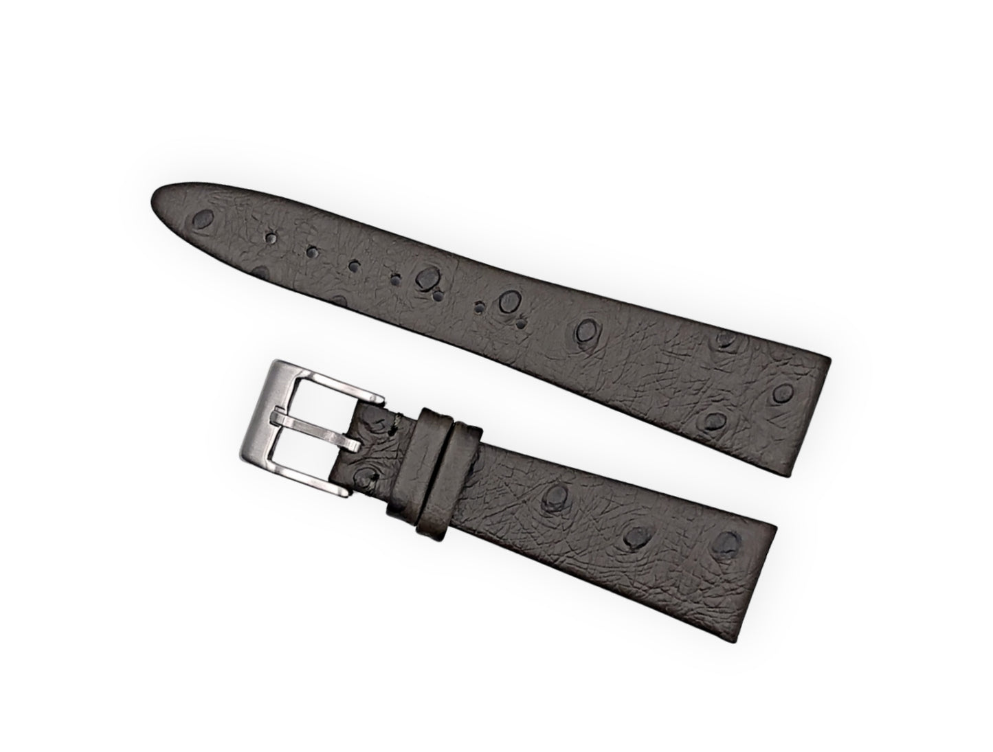 Vintage style watch Strap - Khaki Brown Ostrich grain