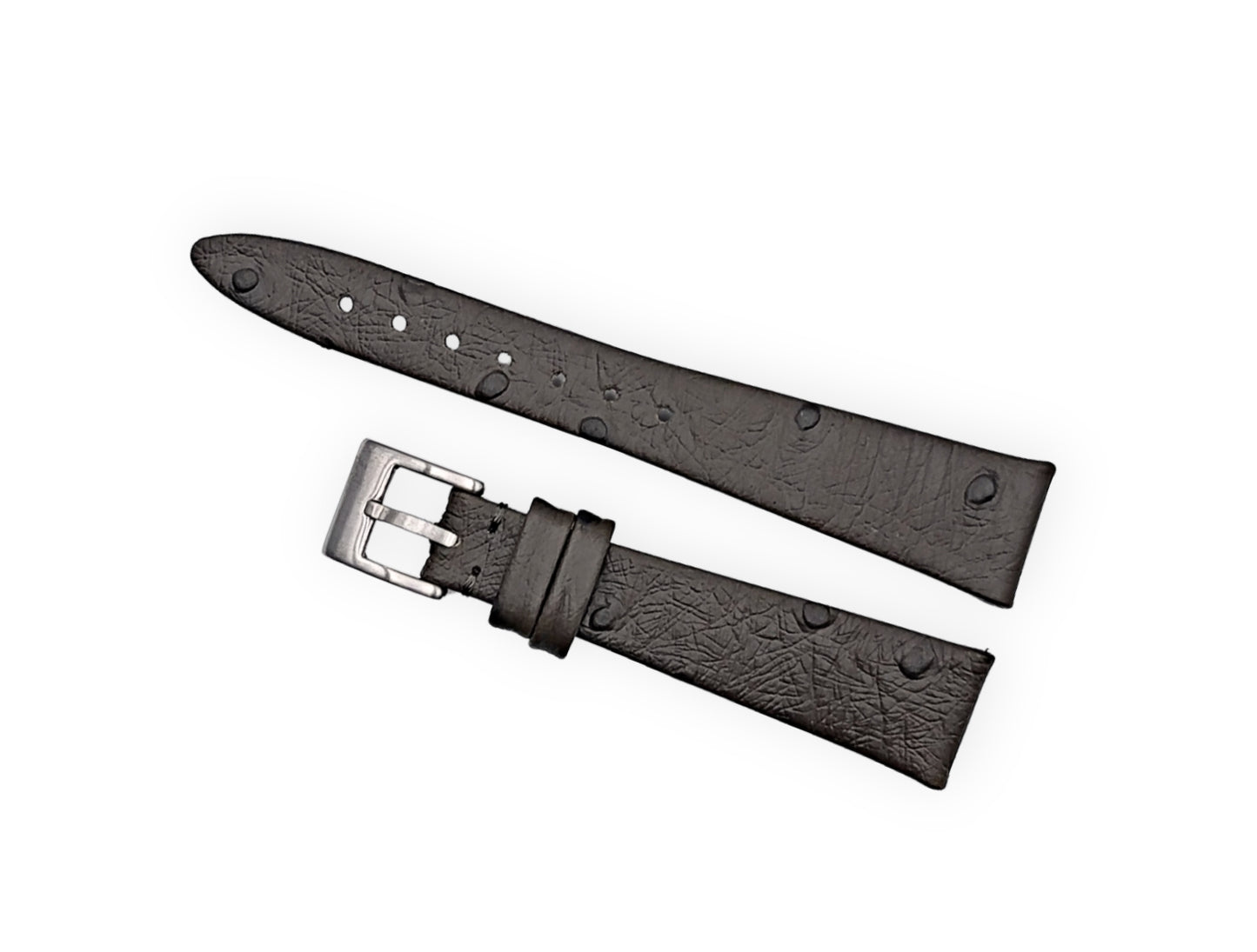 Vintage style watch Strap - Khaki Brown Ostrich grain