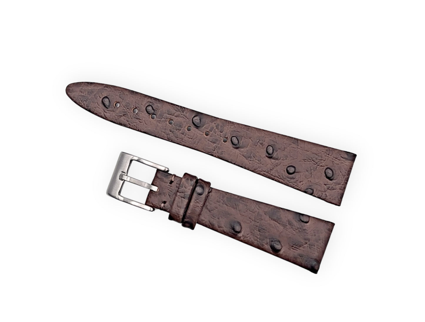 Vintage style watch Strap - Dark Brown Ostrich grain