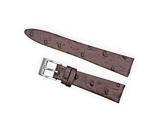 Vintage style watch Strap - Dark Brown Ostrich grain