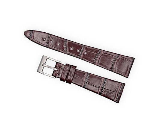 Vintage style watch Strap - Dark Brown Alligator grain