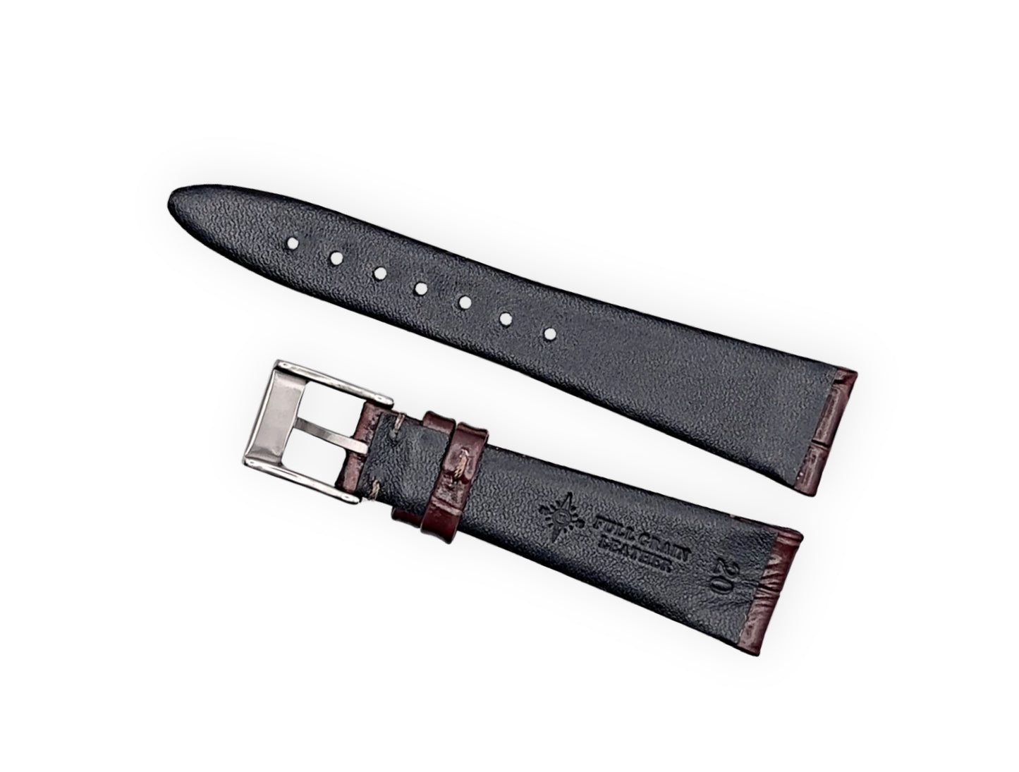 Vintage style watch Strap - Dark Brown Alligator grain