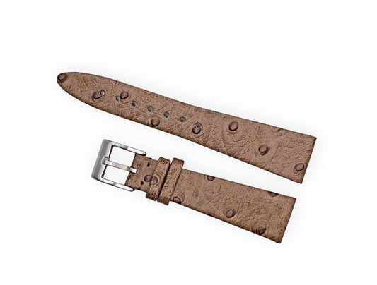 Vintage style watch Strap - Mid Brown Ostrich grain