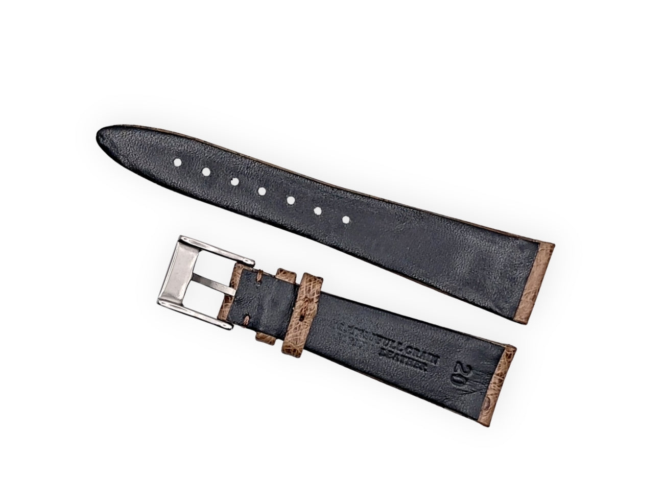 Vintage style watch Strap - Mid Brown Ostrich grain