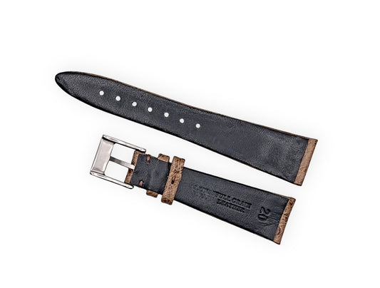 Vintage style watch Strap - Mid Brown Ostrich grain