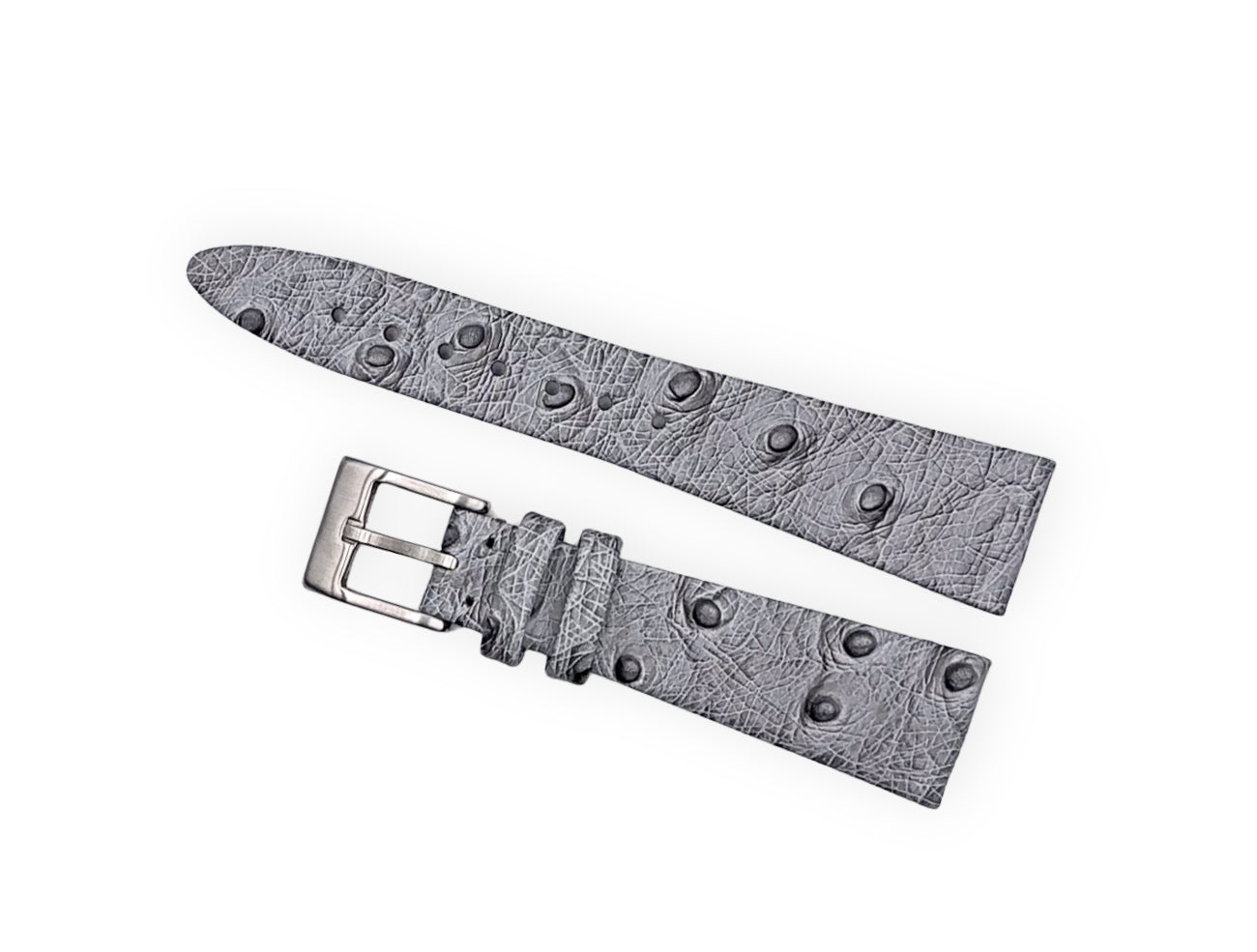 Vintage style watch Strap - Grey Ostrich grain