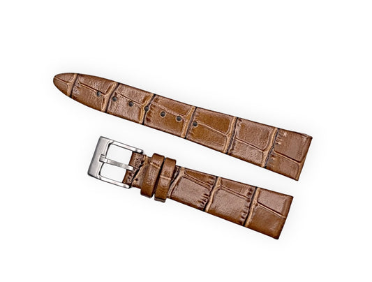 Vintage style watch Strap - Brown Alligator grain