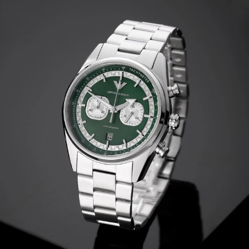 Beige suede perforated leather racing watch strap with silver stainless steel buckle 