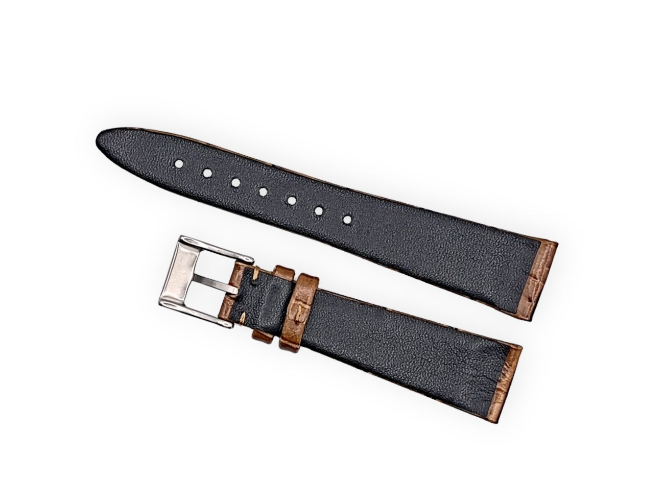 Vintage style watch Strap - Brown Alligator grain