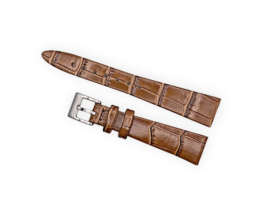 Vintage style watch Strap - Brown Alligator grain