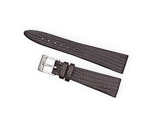 Vintage style watch Strap - Dark Brown Lizard