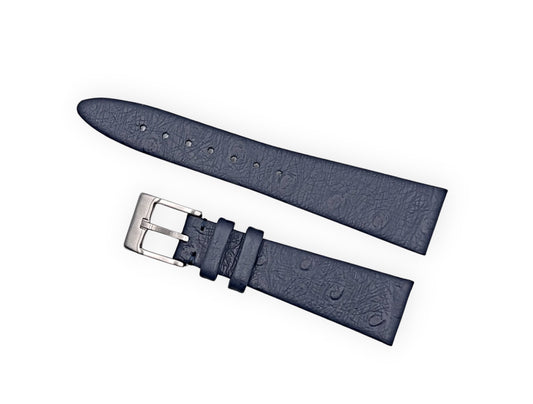 Vintage style watch Strap - Dark Blue Ostrich grain