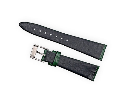 Vintage style watch Strap - Green Alligator grain