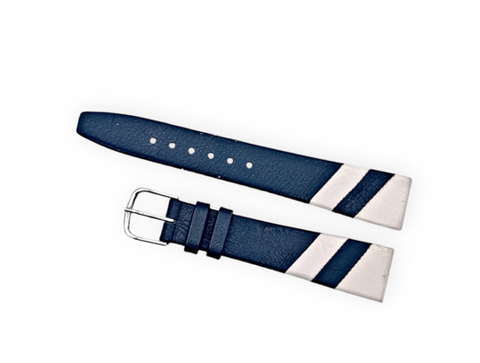 Apollo vintage blue & white leather strap 18mm