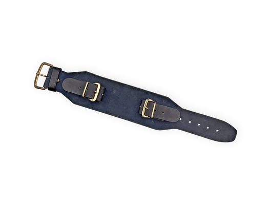 Vintage high quality Bund Watch Strap – Blue suede & black leather finish – NOS - as of 16mm lugwidth