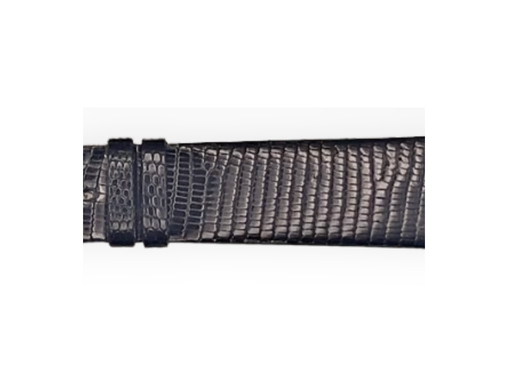 Longines black vintage lizard leather strap 19mm with buckle