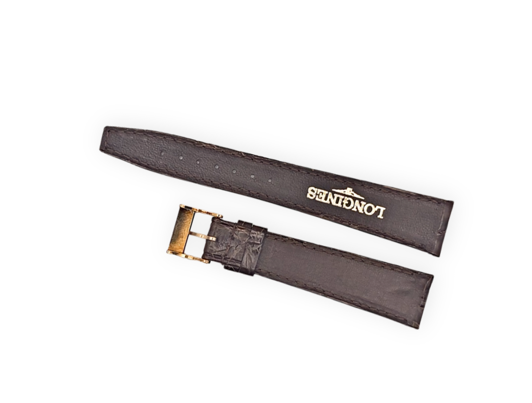 Longines brown vintage croco leather strap 18mm with buckle