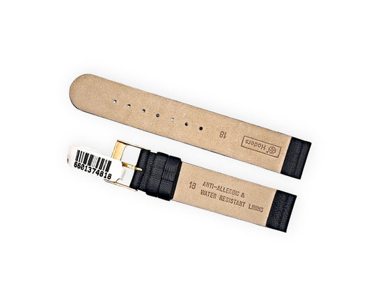 Hoders thin black leather strap 18mm