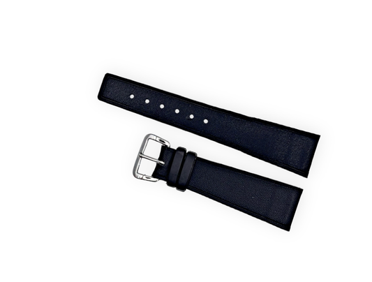 Short black faux-leather strap 20mm