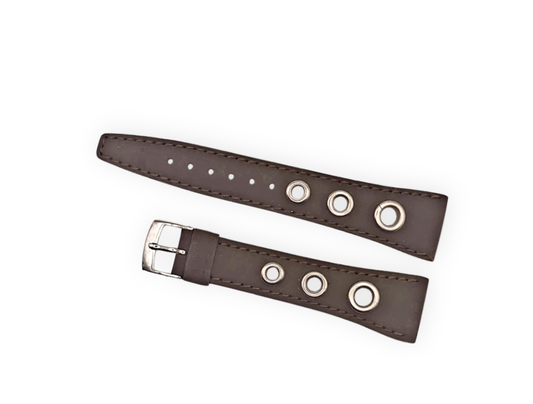 Vintage Racing strap brown suede with round holes and metal eyelets - 21mm