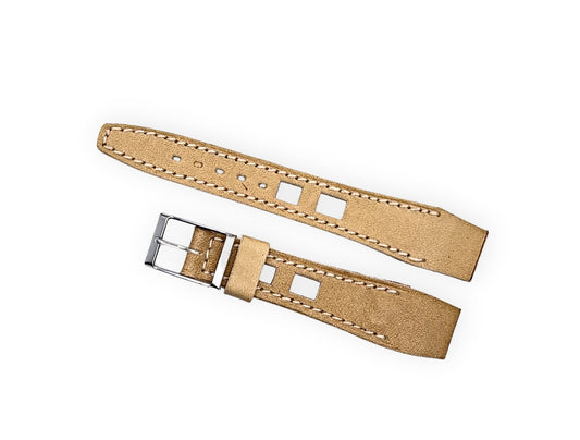 Cinturino per orologio in pelle marrone chiaro stile corsa Targa 18mm