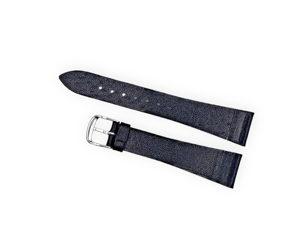 Thin black leather strap 20mm