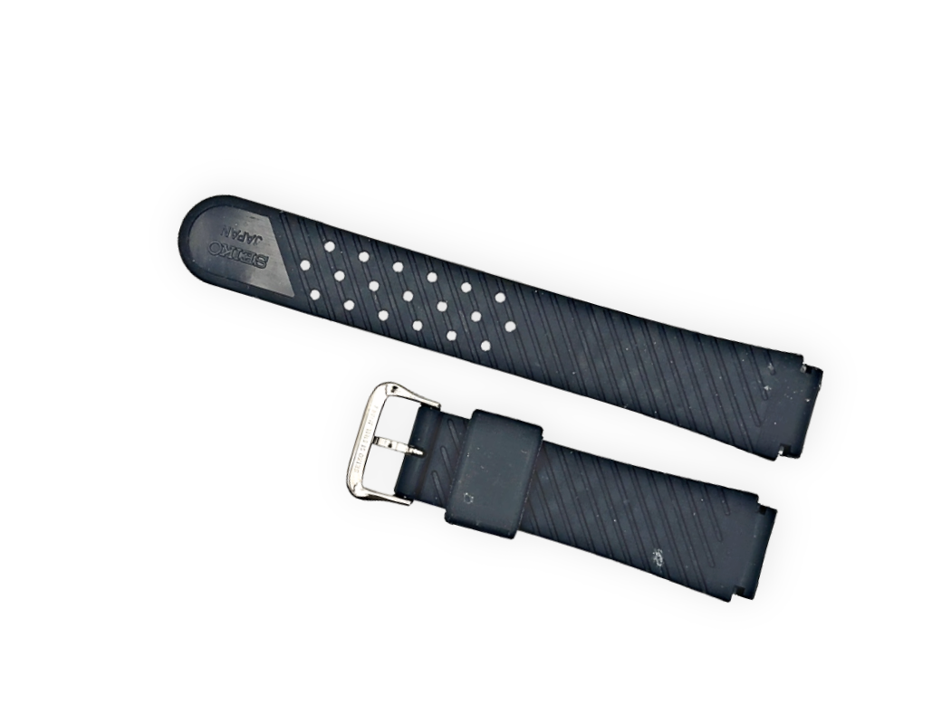 Vintage SEIKO rubber strap in black ZPA28S 18mm