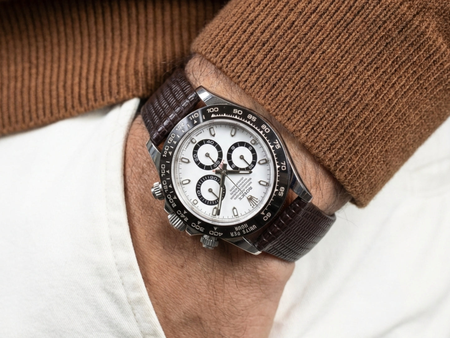 Vintage style watch Strap - Dark Brown Lizard