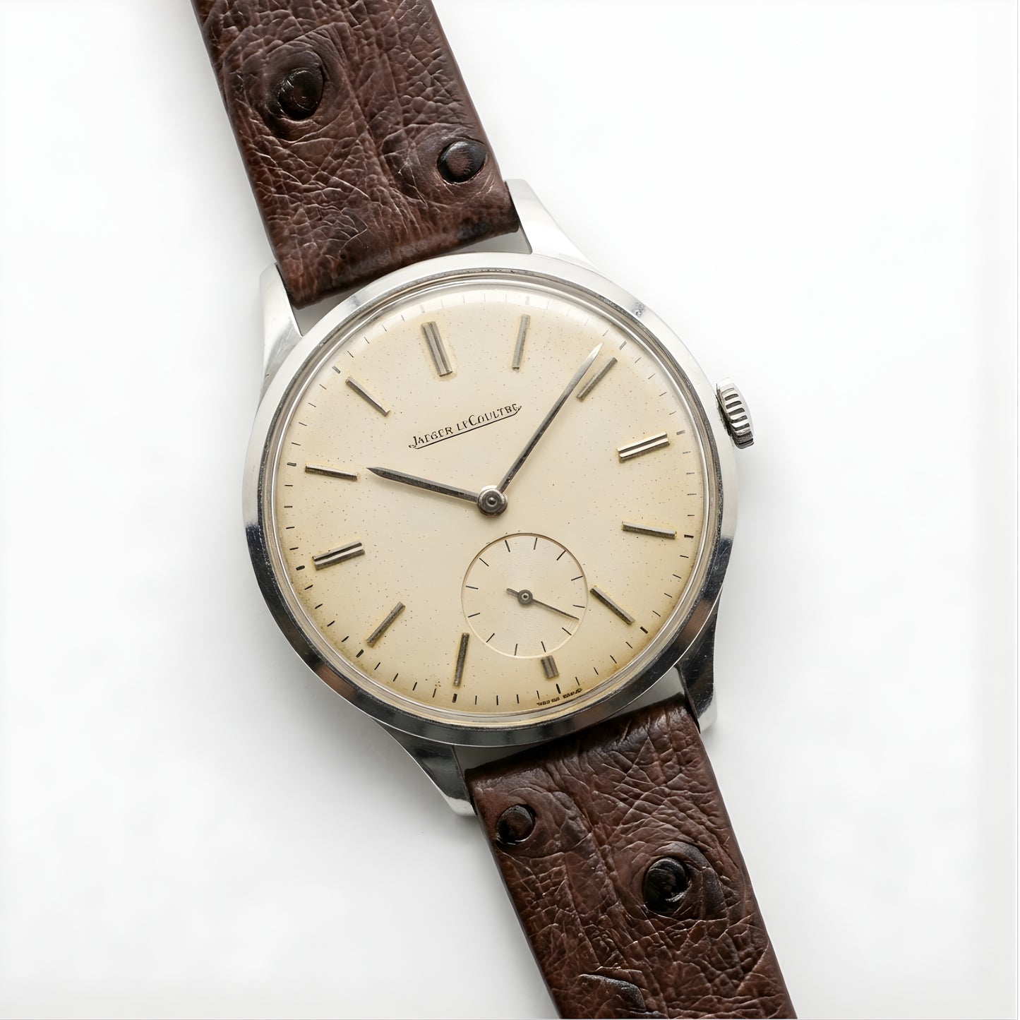 Vintage style watch Strap - Dark Brown Ostrich grain